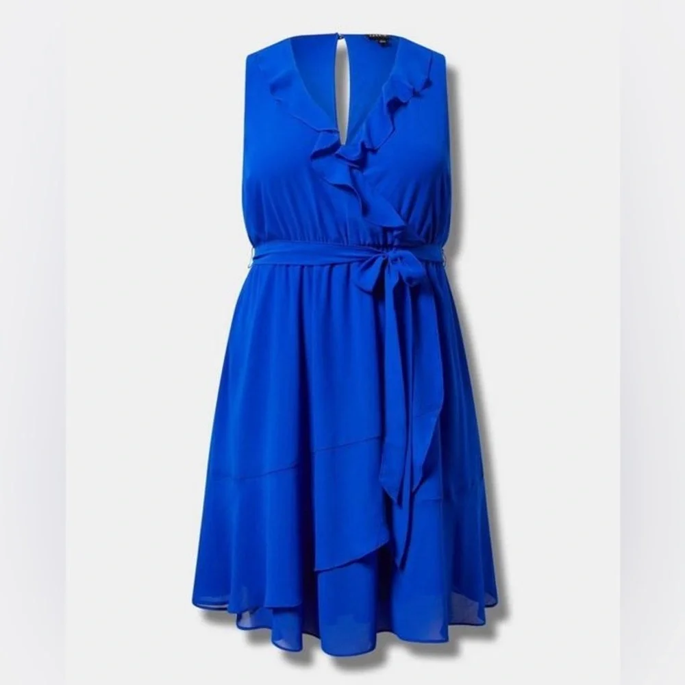 Mini Chiffon Ruffle Surplice Dress 0X